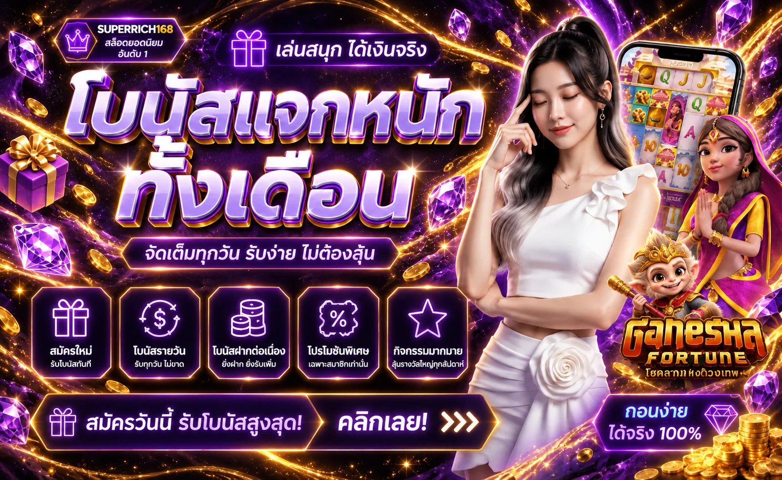 เกมสล็อตและโบนัส SUPERRICH168 สำหรับผู้เริ่มต้น